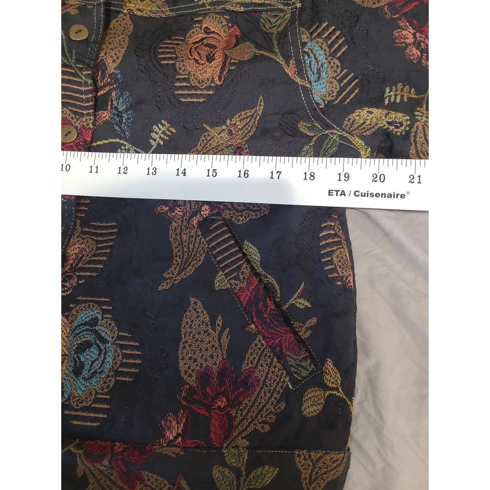 Vtg. Norm Thompson boho black textured floral jean style jacket Women SZ S - Picture 7 of 11
